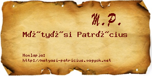 Mátyási Patrícius névjegykártya
